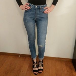 Levi 501 skinny jeans high-rise button ups